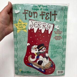Bucilla Vintage Christmas Stocking Kwik Kraft Fun Felt Cut ‘n’ Stick New Sealed